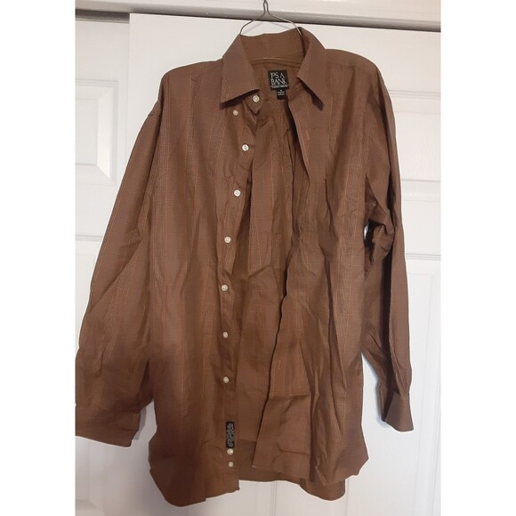 Jos A Bank Traveler's Collection Men's Brown Dress Shirt Size M 100% Cotton - Picture 3 of 13